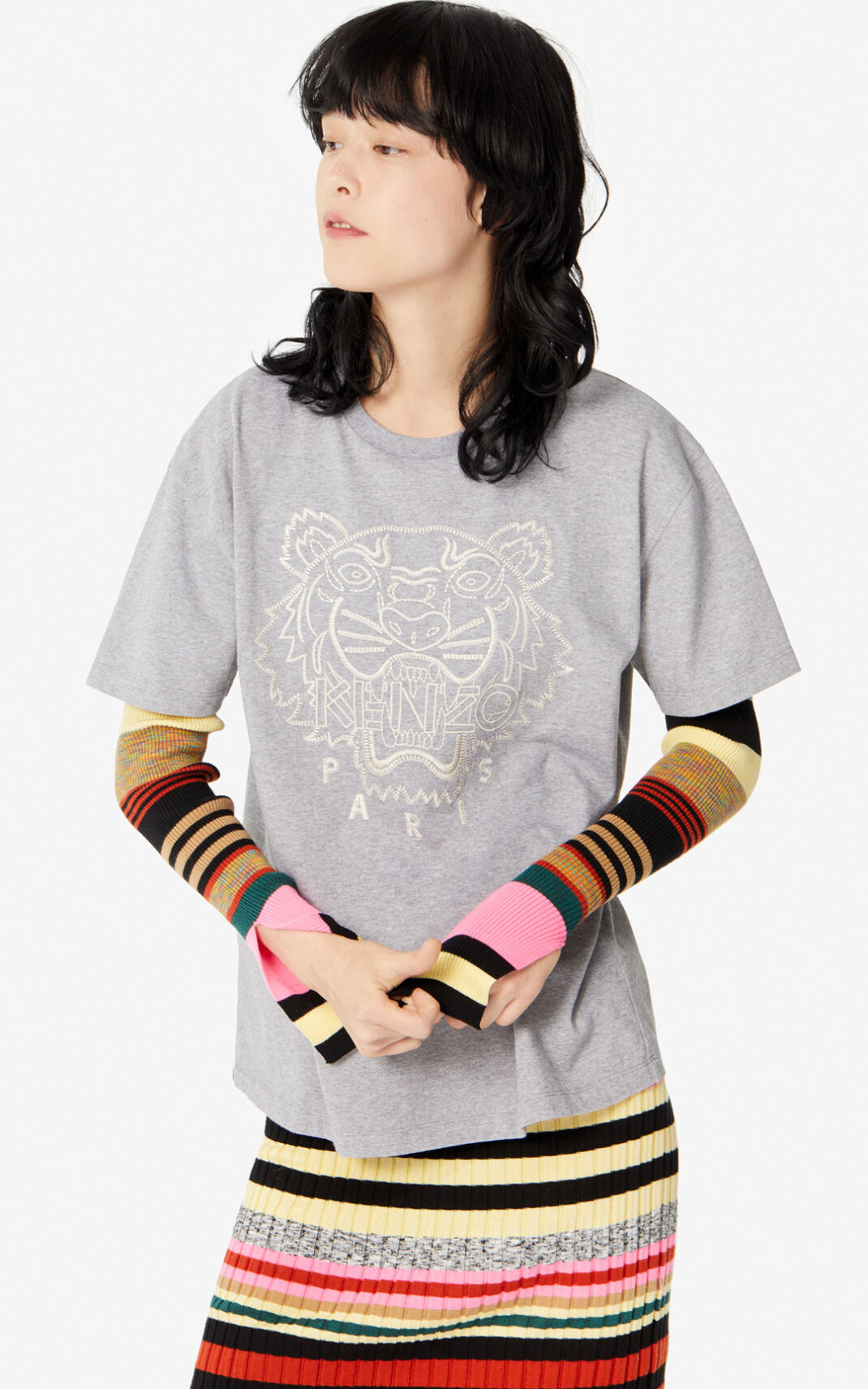 Camiseta Kenzo Capsule Expedition Tiger Feminino - Cinzentas | 894YMPJCL